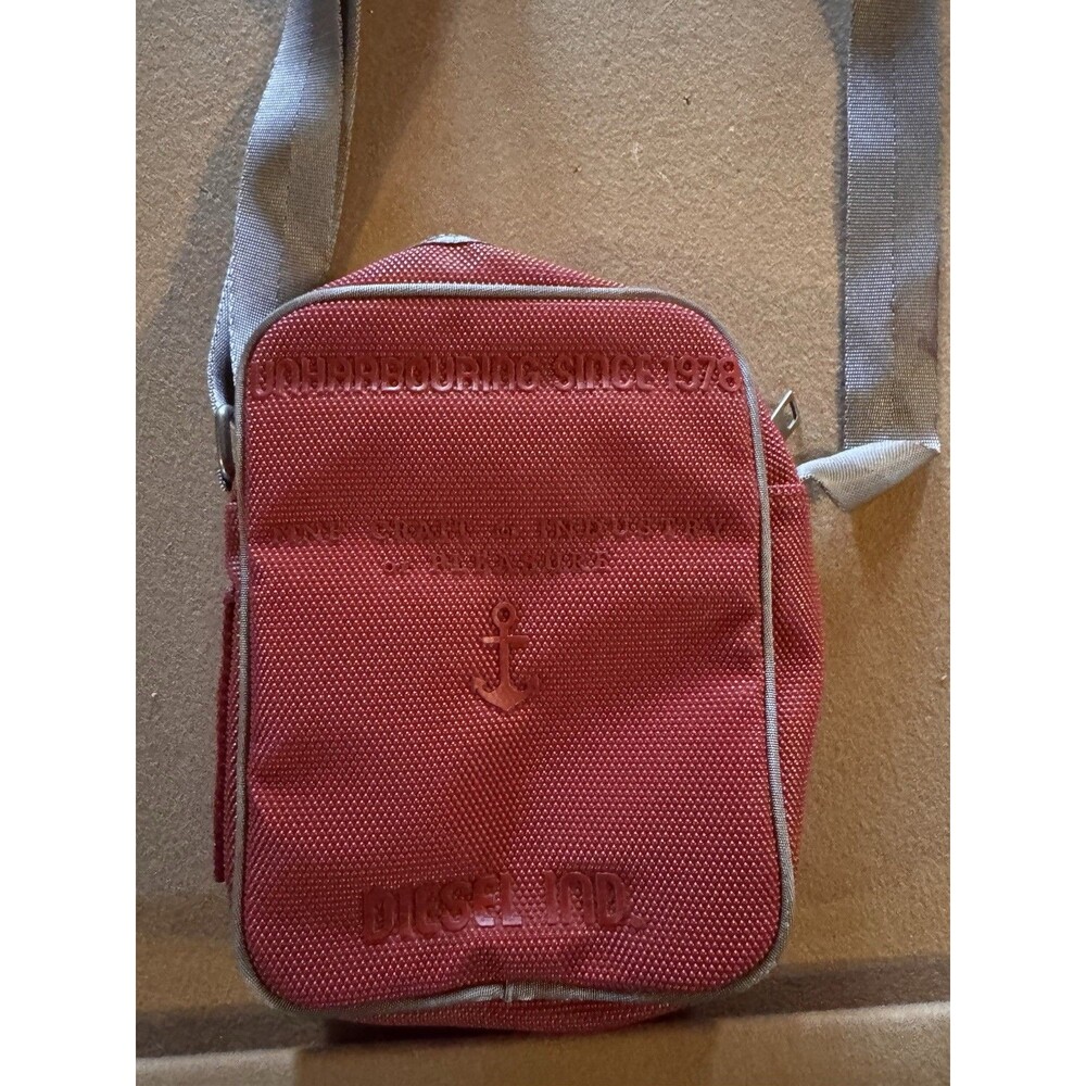 Vintage Diesel Y2K Crossbody Messenger Bag Red Nylon Anchor Techwear Shoulder